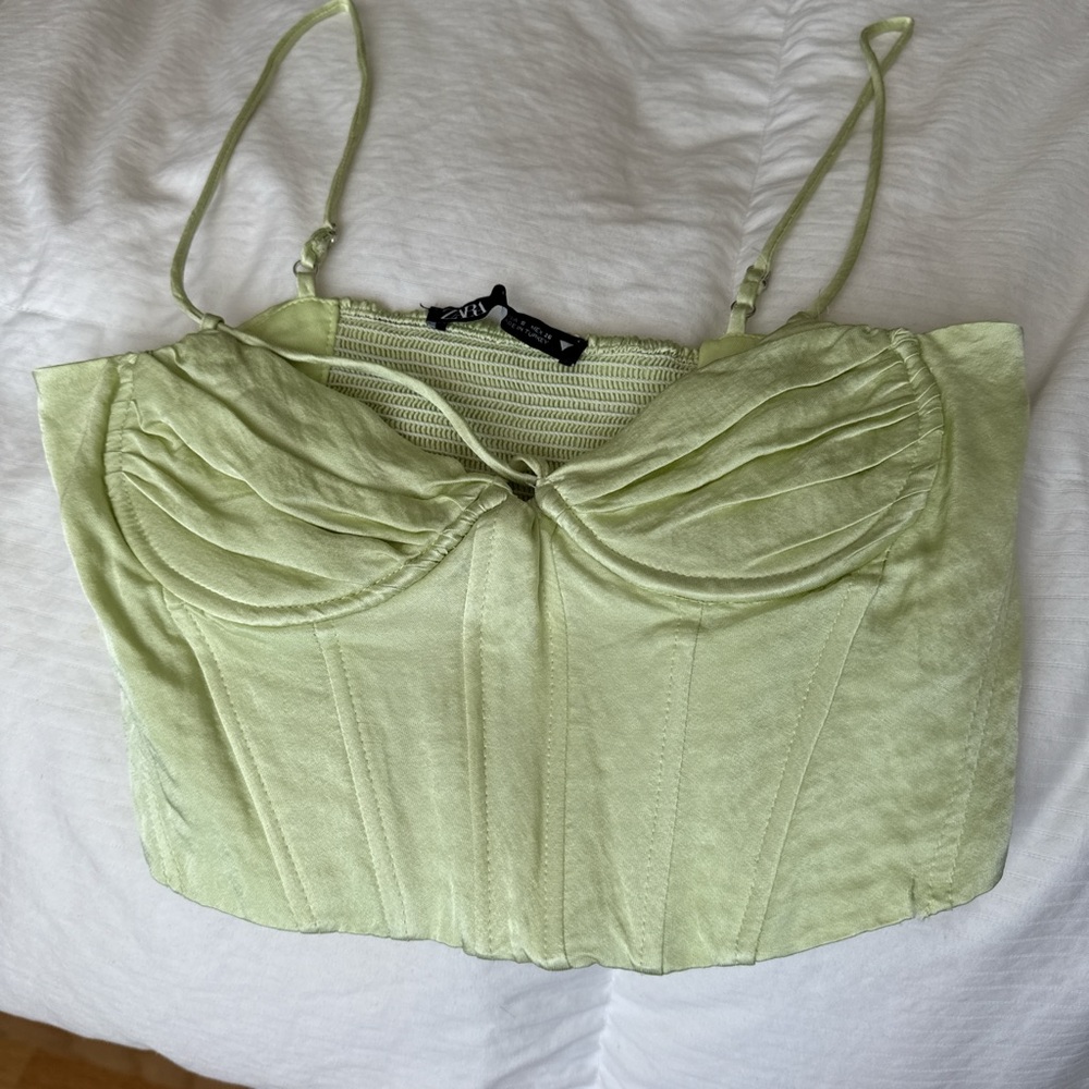 Zara Green Fitted Bustier Camisole